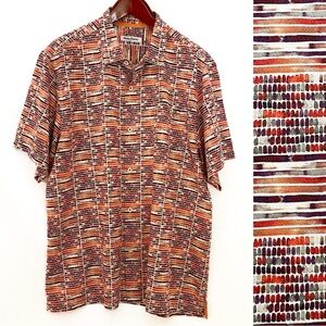 Tommy Bahama Red and Orange Casual Button Down Shirt XXL